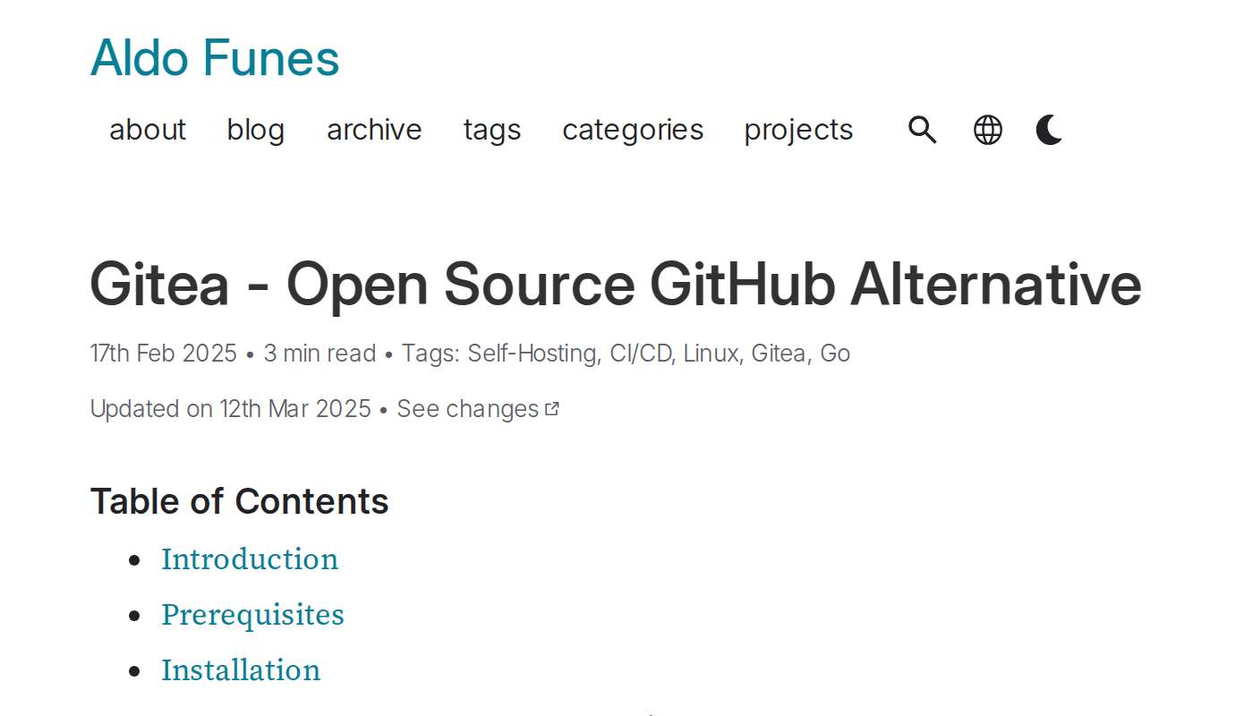 Aldo Funes • Gitea - Open Source GitHub Alternative